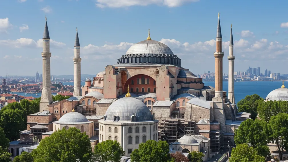 بدء أعمال ترميم قبة آيا صوفيا التاريخية في إسطنبول